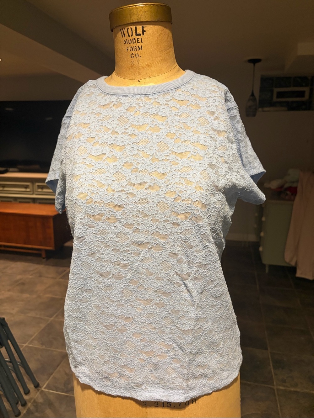 Aerie Light Blue Mesh Top